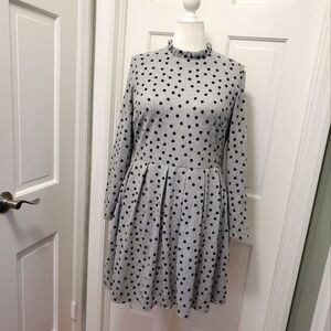 Isabel & Nina Grey & Black Polka Dot Knit Dress, Size Large